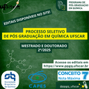 Está aberto o processo seletivo para o Mestrado e Doutorado 2º/2025!!