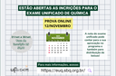 Estão Abertas as inscrições para o Exame Unificado de Química!